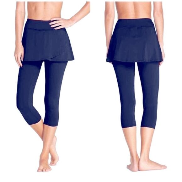 Land’s End Plus Standard Sizes swimsuit, cover-up leggings Navy Blue Various - Picture 1 of 13